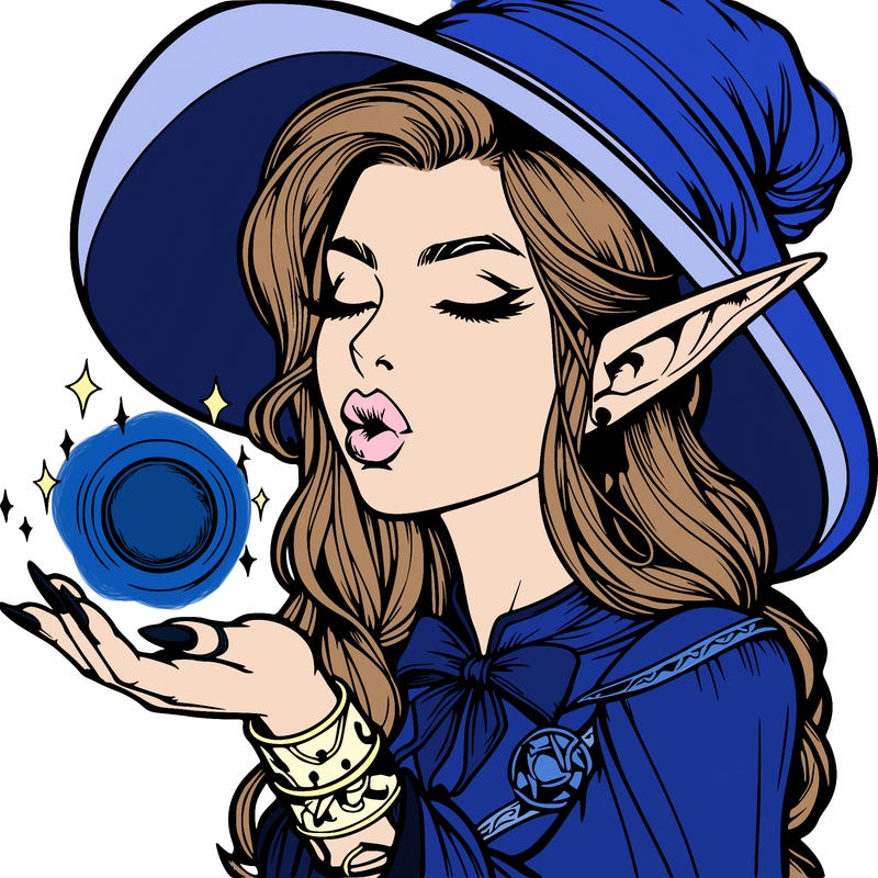 realistic elf casting a spell with lips