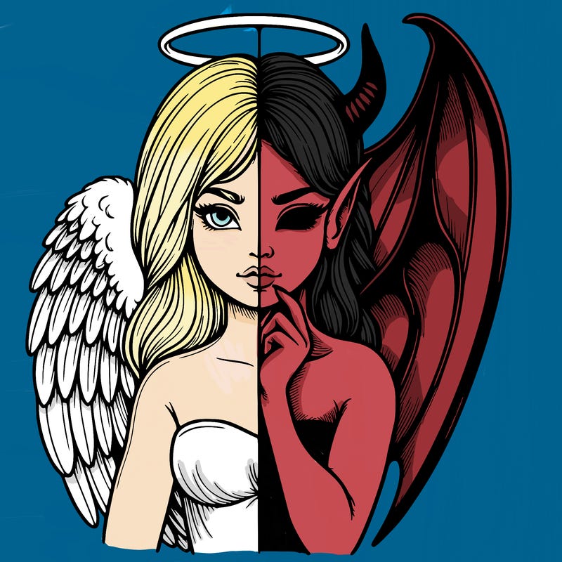 realistic angel half demon