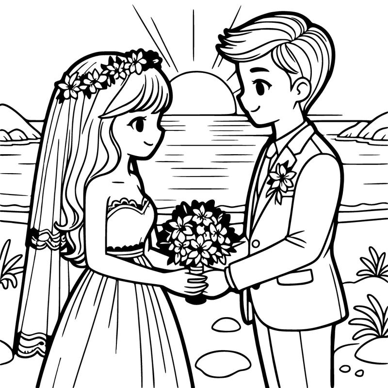 newlyweds at a beach getting married