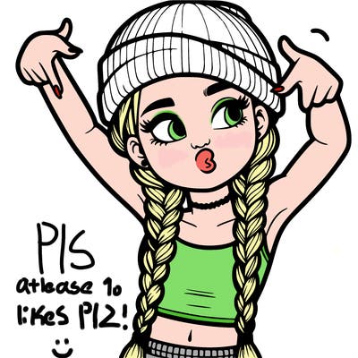 realistic teenage girl with braids and a beanie and crop top doing 🫶🏼