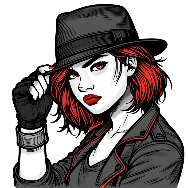 realistic tough girl with hat