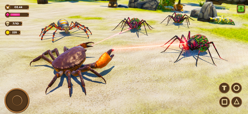 Wild Spider - Insect Simulator - Batalha de laser de aranha contra um caranguejo em Wild Spider Insect Simulator