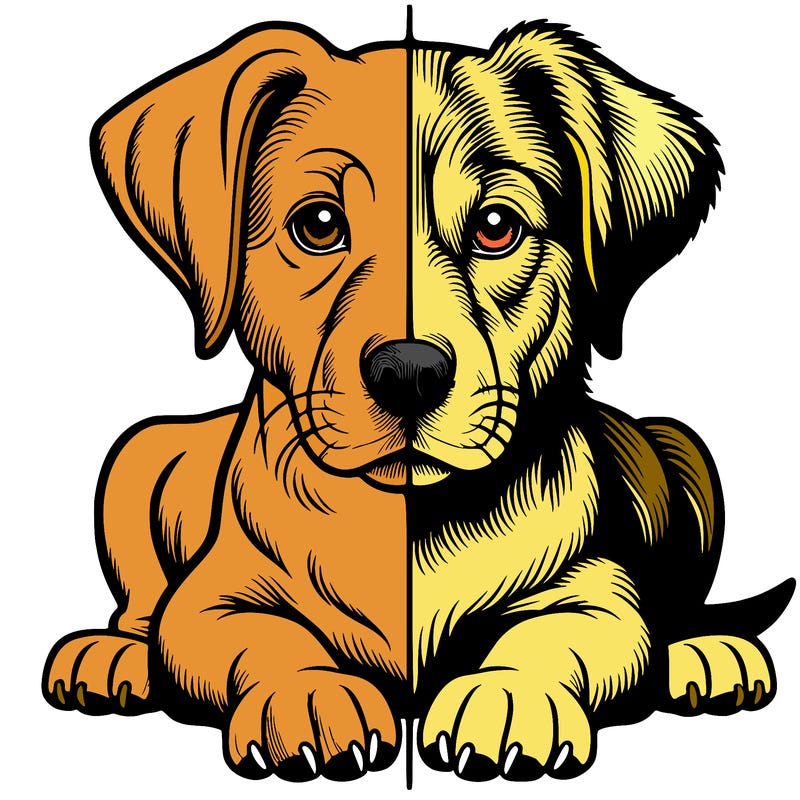 realistic dog split picture