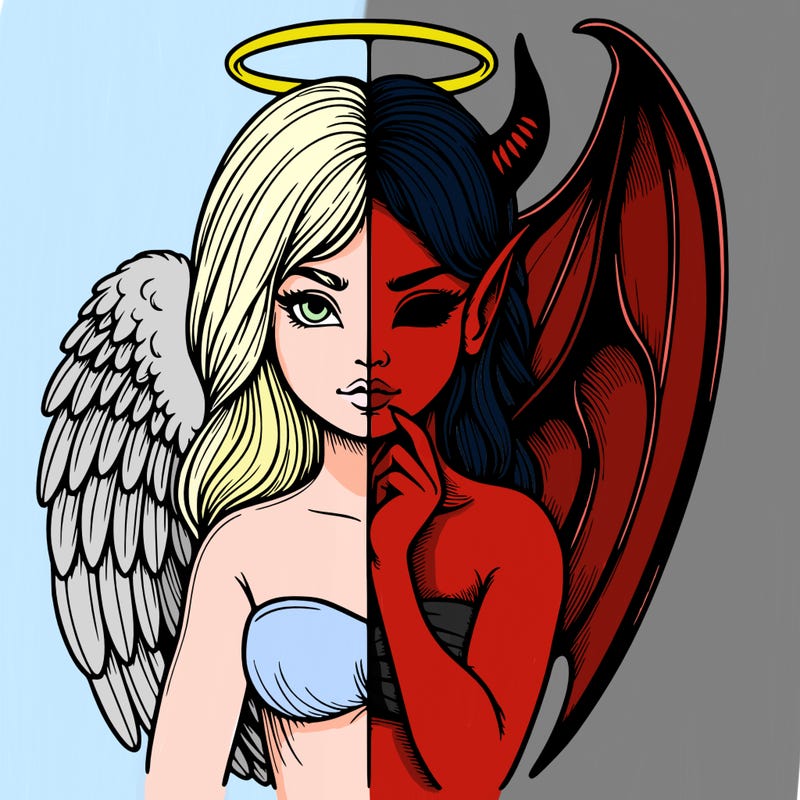 realistic angel half demon