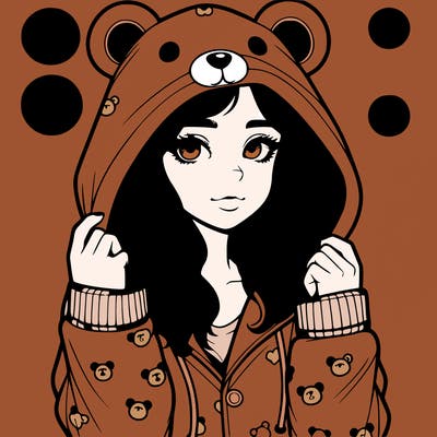realistic girl in a animal pjs hoodie