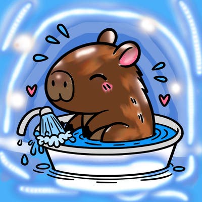 capybara taking a bath