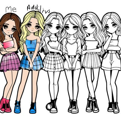 a group of girls realistic