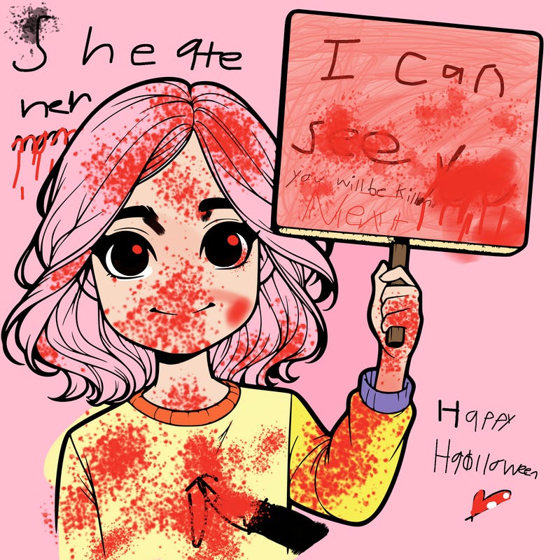 realistic girl holding up a sign