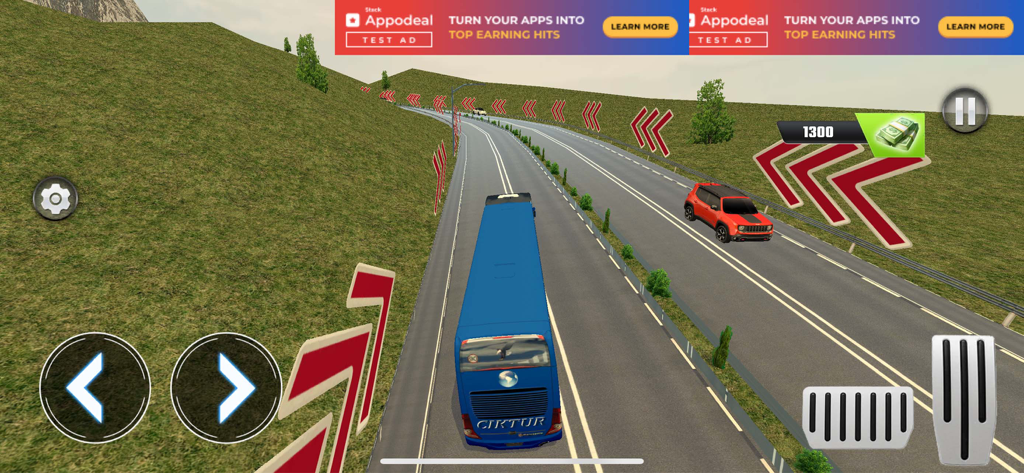 Coach Bus Simulator Driving 3D - Autobús azul conduciendo en una autopista en Coach Bus Simulator Driving 3D