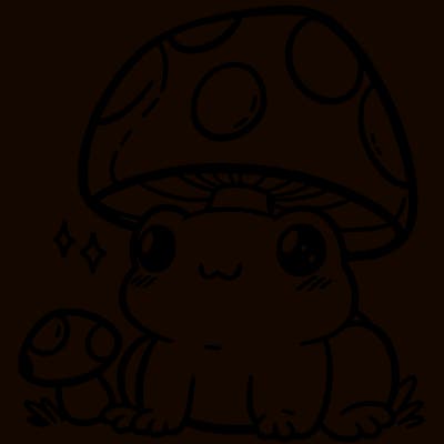 a cute frog with a mushroom hat