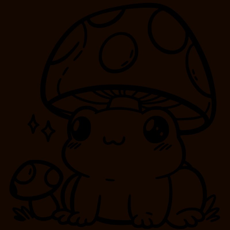 a cute frog with a mushroom hat