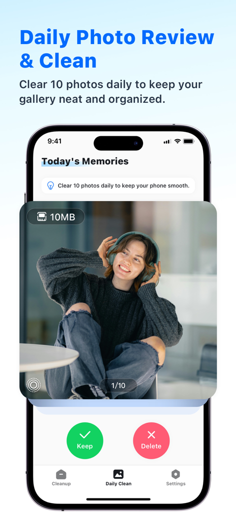 Cleaner Master daily photo review screen for gallery organization