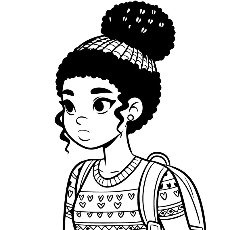 teen black girl with a bun