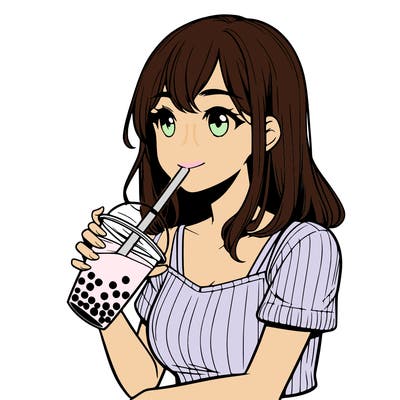 realistic girl drinking boba tea