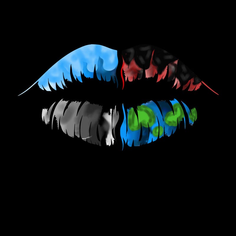 realistic lip split in fourth . 1 fourth ice 1 fire 1wind 1 earth