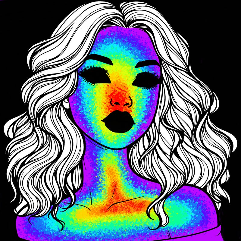 realistic girl with wavy hair and lips