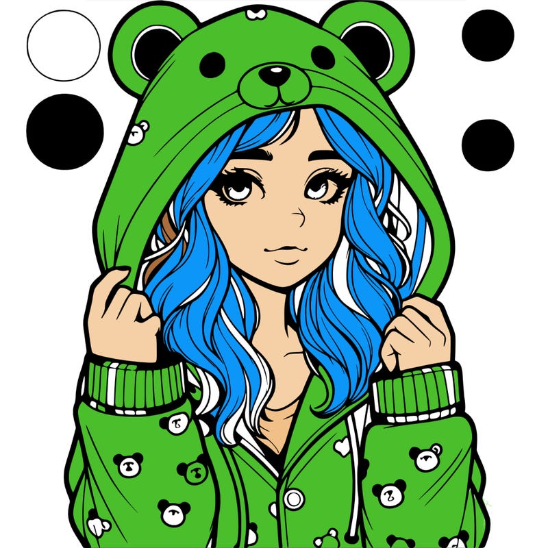 realistic girl in a animal pjs hoodie