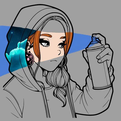 a realistic girl, spray painting