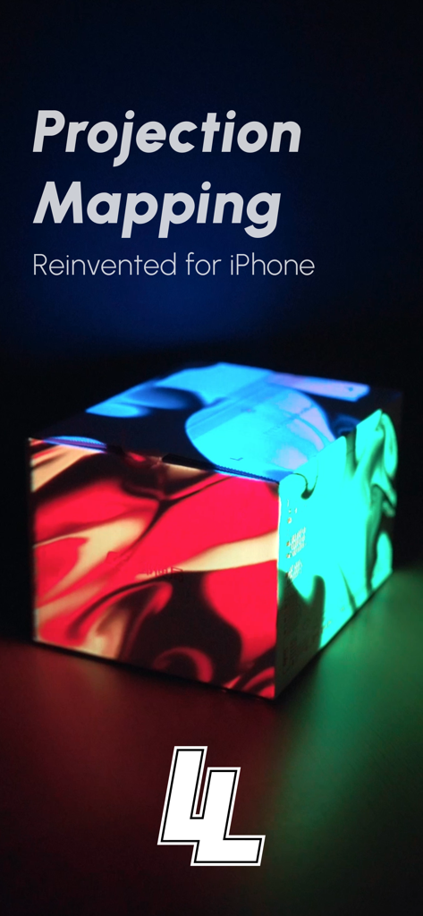 Lazy Lighting 앱을 사용하여 다채로운 프로젝션 조명 패턴이 상자에 비치는 모습