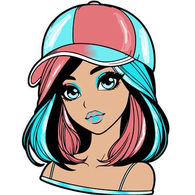 semi realism beautiful girl wearing cap