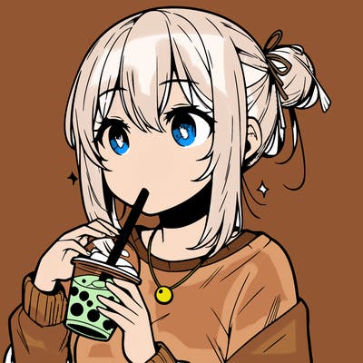 manga character drinking boba