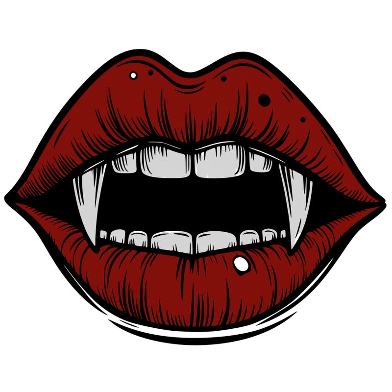 lips with vampire teeth