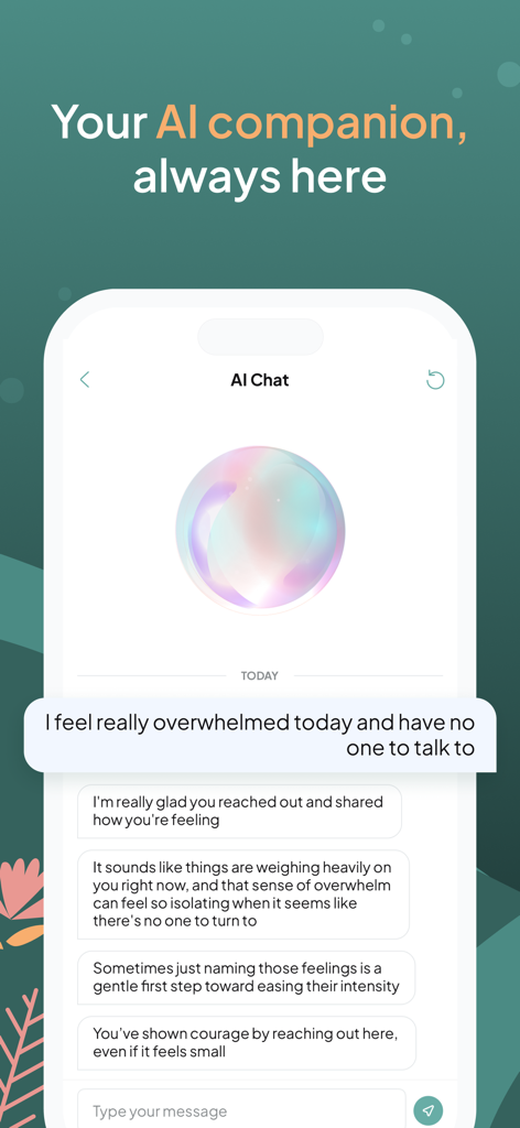 Omna: Mental Health - Omna app AI chat interface providing supportive mental health guidance.