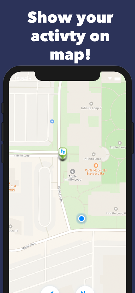 Visualización en mapa de la actividad de caminata en la aplicación Podómetro