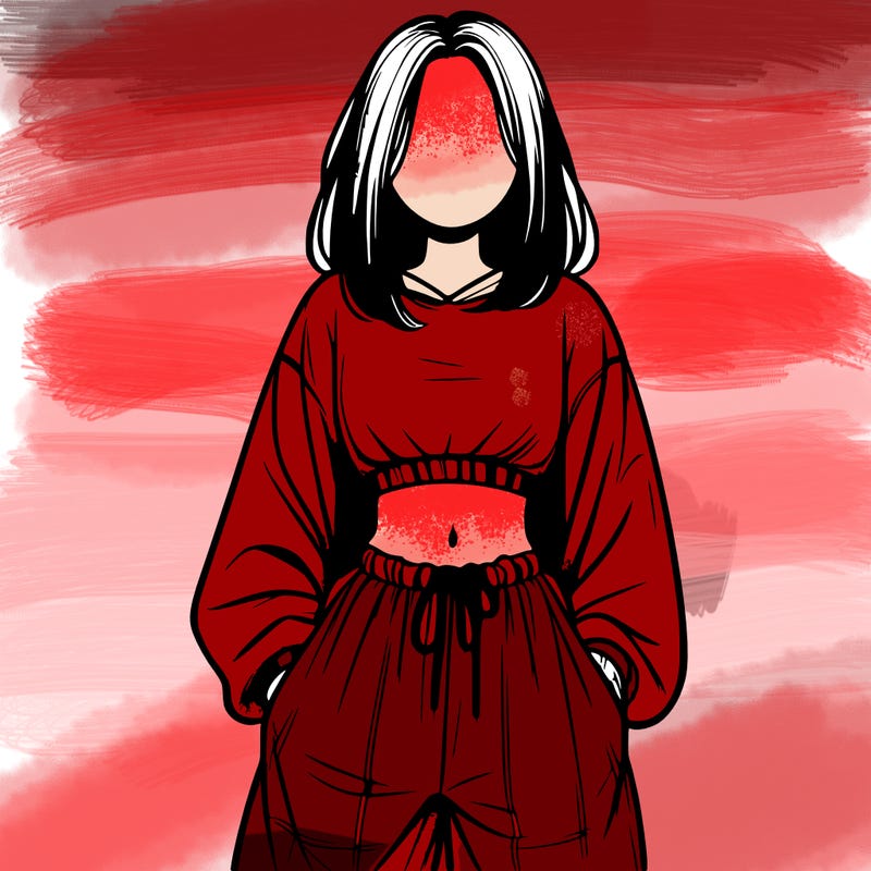 realistic girl faceless with baggy pants and a crop top