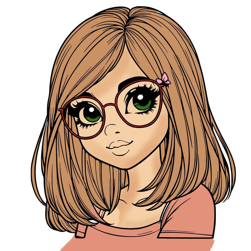 pretty realistic girl with straight hair and glasses