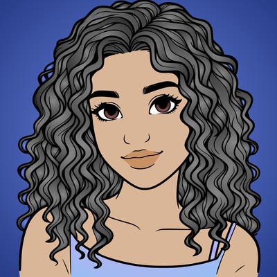 realistic, teenage girl with curly hair