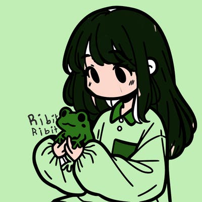 girl with long hair and a oversized shirt. and she is holding a frog