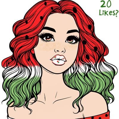 realistic girl with wavy hair and lips
