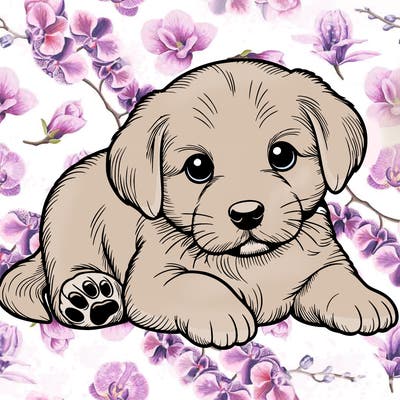 a cute realistic puppy