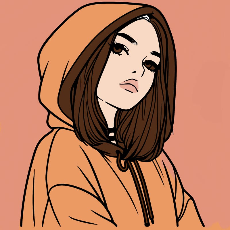 a realistic girl in a hoodie