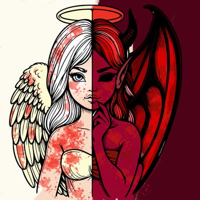 realistic angel half demon