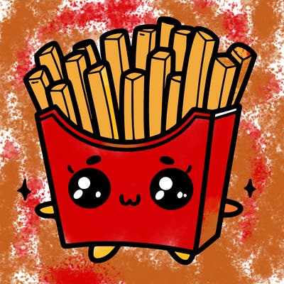 a cute. french fries
