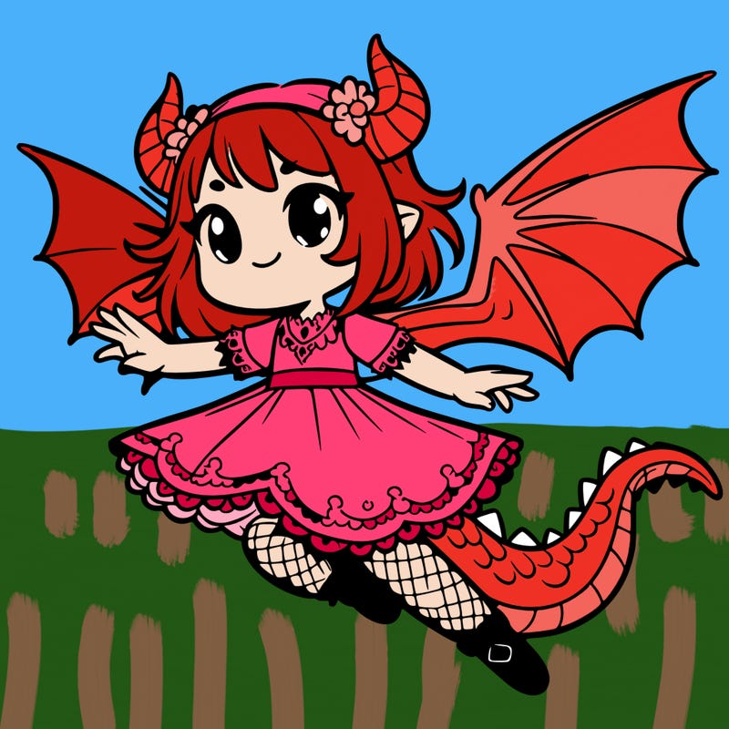 a dragon girl flying