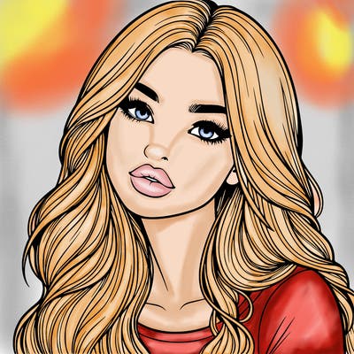 realistic girl with hair on her hair and lips