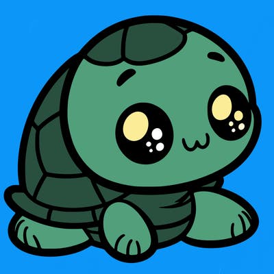cute little animated turtle