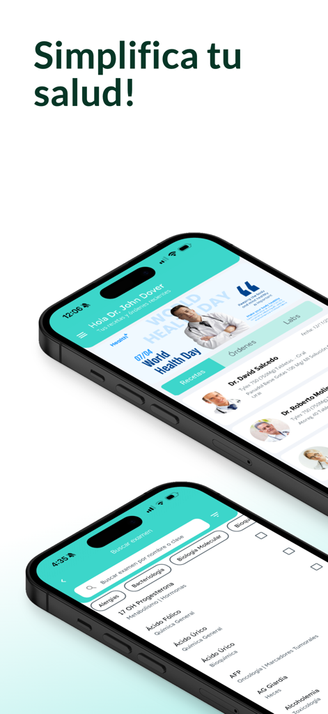 Curana - Curana app on two iPhones showing features for managing medical documents and prescriptions