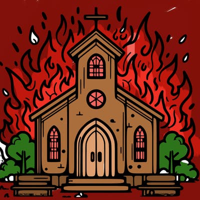 a church on fire
