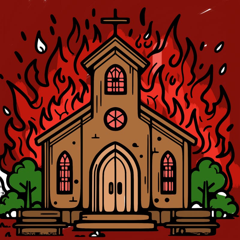 a church on fire
