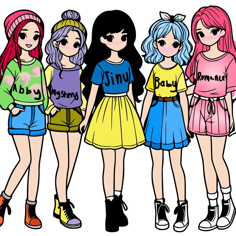 a group of five girls