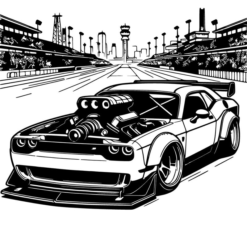 dodge challenger srt hellcat with widebody modified body parts spoiler with exposed engine