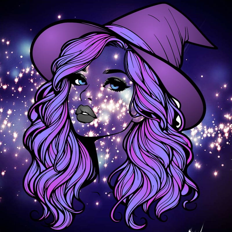 realistic witch girl with wavy hair and lips