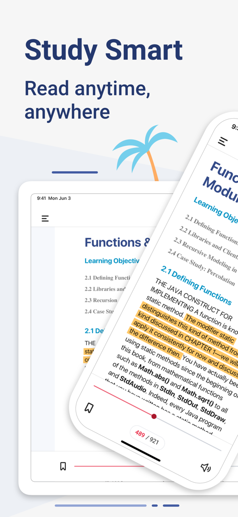 McGraw Hill Express Library - McGraw Hill Express Library app interface showing a digital textbook with highlights on iPhone and iPad.