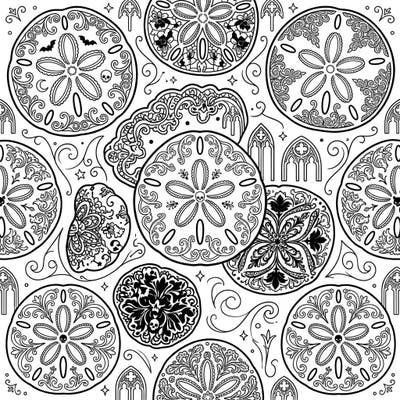 Unearth the dark beauty of the ocean with our Gothic Sand Dollars coloring page. This intricate design blends delicate sea life with ornate Victorian and mysterious Gothic elements, offering a unique artistic challenge.