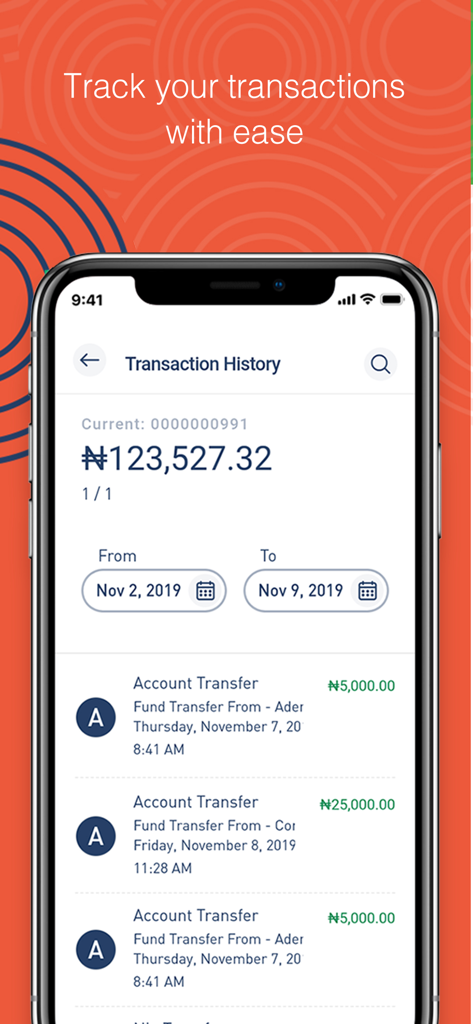 TITAN TRUST MOBILE BANKING - Transaction history screen of the Titan Trust Mobile Banking app showing account balance and recent transfers