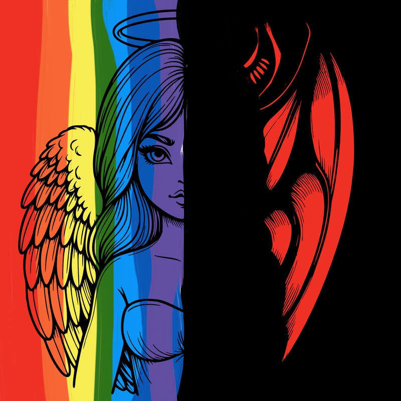 realistic angel half demon